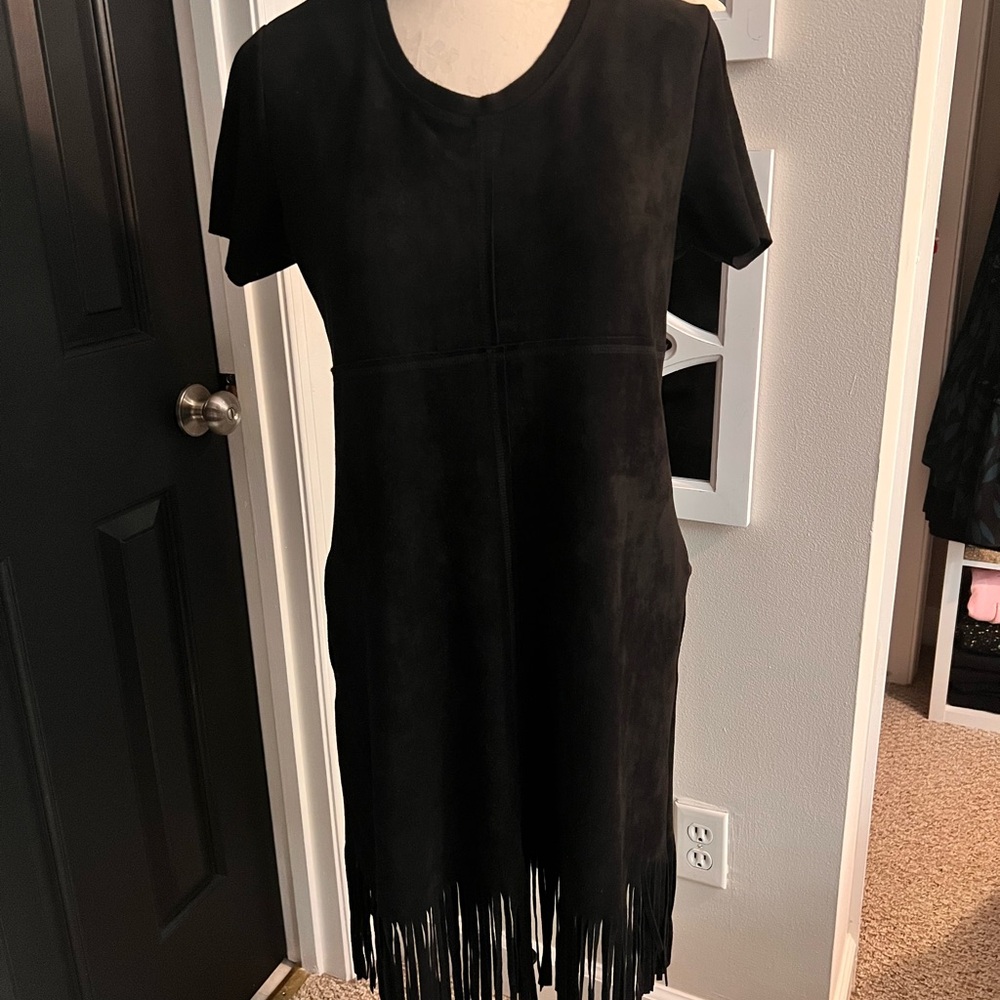 JOH Black Suede Fringe Dress